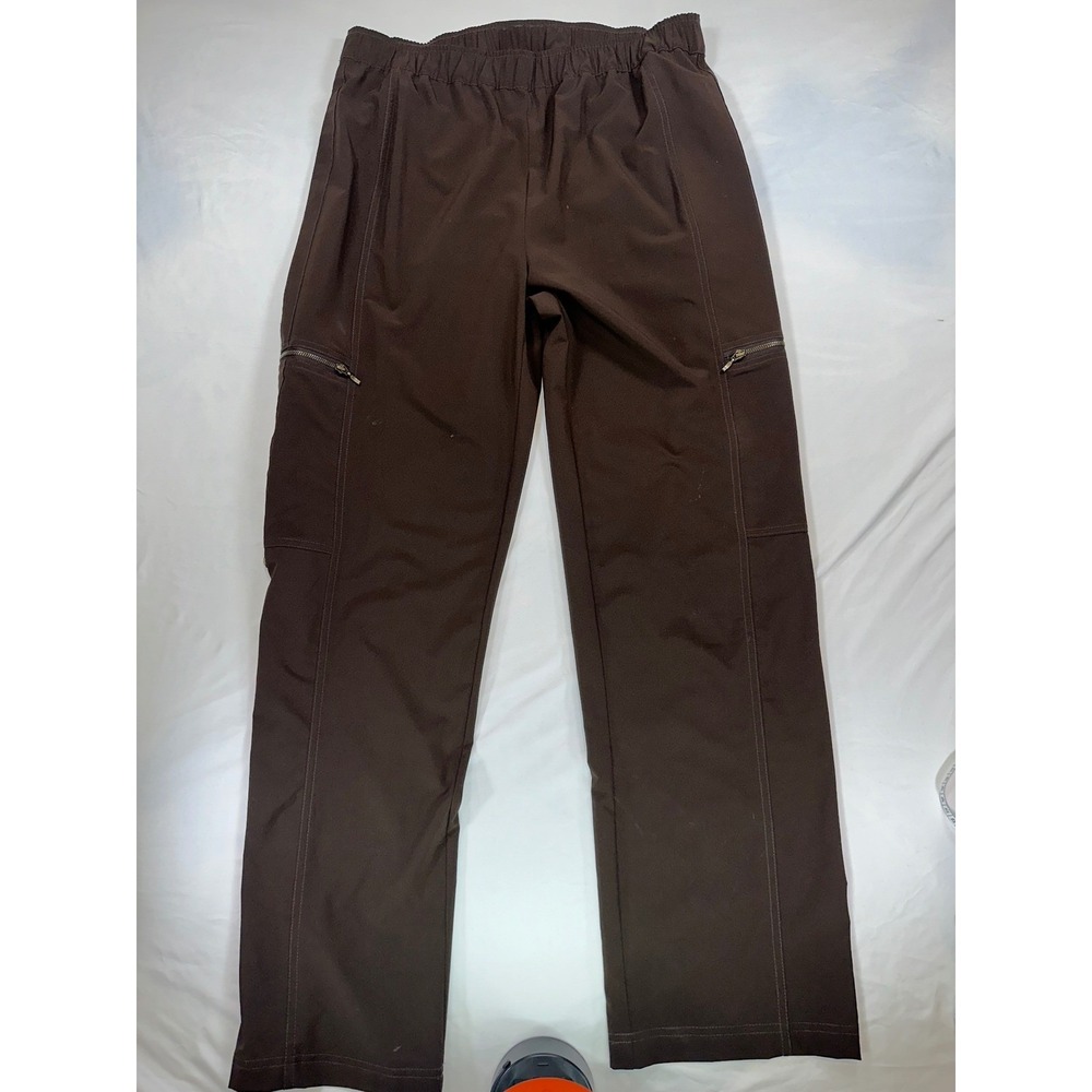 Laura Ashley Brown Cargo Pants Womens M Elastic‎ Waist Zipper Pockets Straight